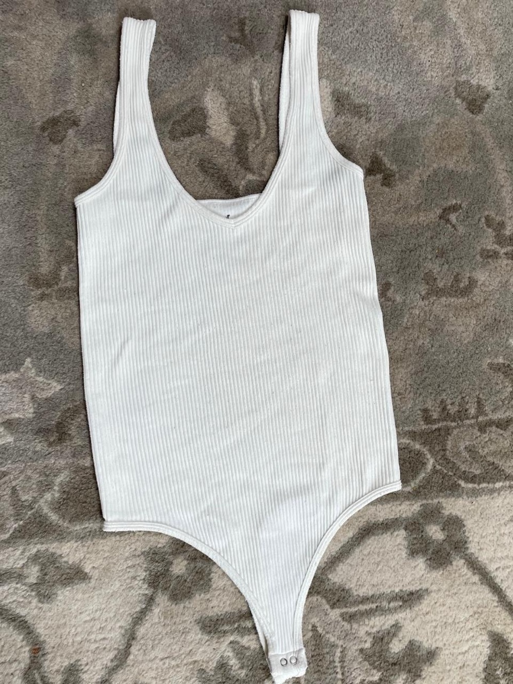 Free People White Ribbed Bodysuit